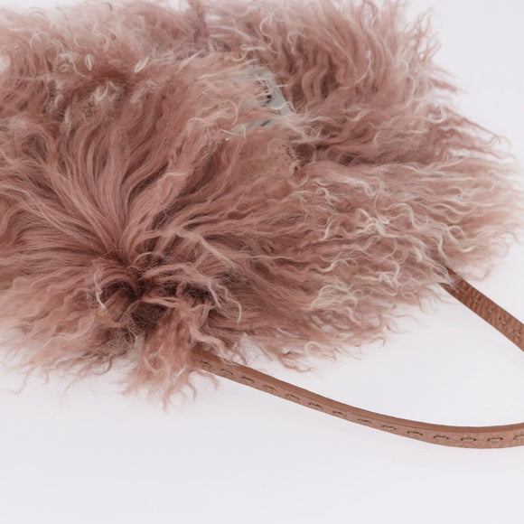 FENDI Selleria Mini Mamma Baguette Bag Wool Pink Silver 8BR185 Auth yk20834SAM
