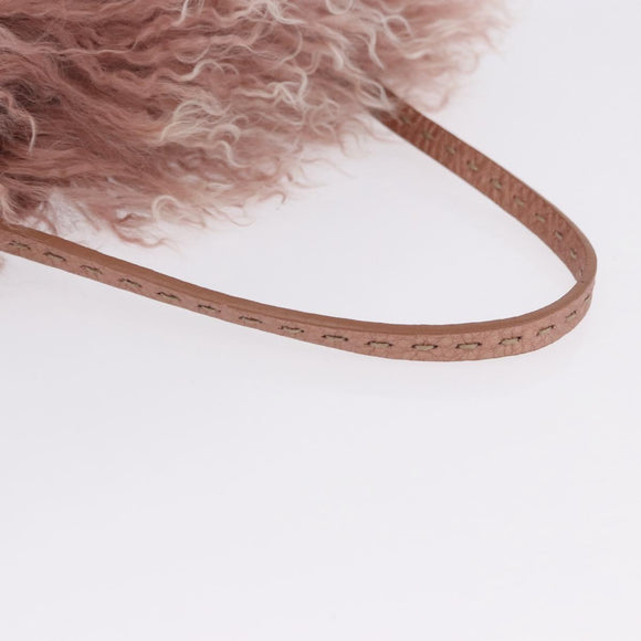 FENDI Selleria Mini Mamma Baguette Bag Wool Pink Silver 8BR185 Auth yk20834SAM