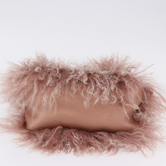 FENDI Selleria Mini Mamma Baguette Bag Wool Pink Silver 8BR185 Auth yk20834SAM