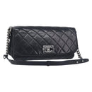 CHANEL Matelasse Chain Shoulder Bag Lamb Skin Black Silver CC Auth yk20835V-1