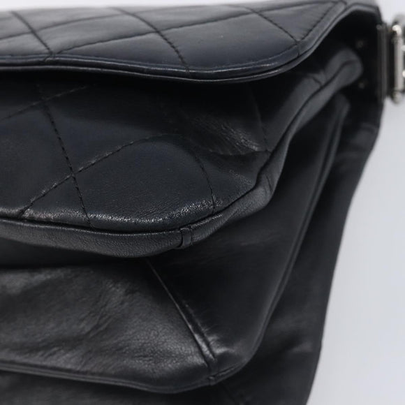 CHANEL Matelasse Chain Shoulder Bag Lamb Skin Black Silver CC Auth yk20835V
