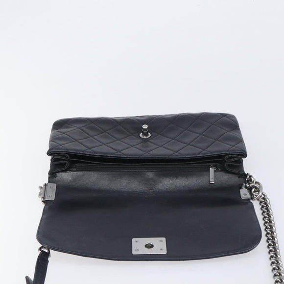 CHANEL Matelasse Chain Shoulder Bag Lamb Skin Black Silver CC Auth yk20835V