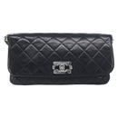 CHANEL Matelasse Chain Shoulder Bag Lamb Skin Black Silver CC Auth yk20835V-2