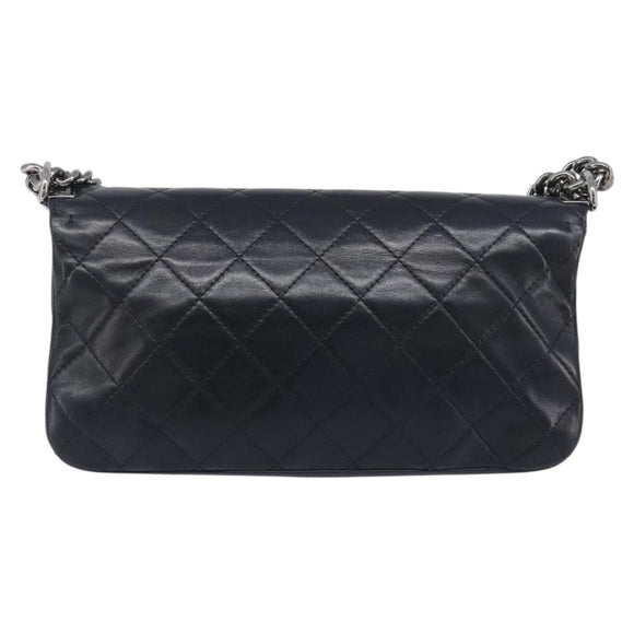 CHANEL Matelasse Chain Shoulder Bag Lamb Skin Black Silver CC Auth yk20835V