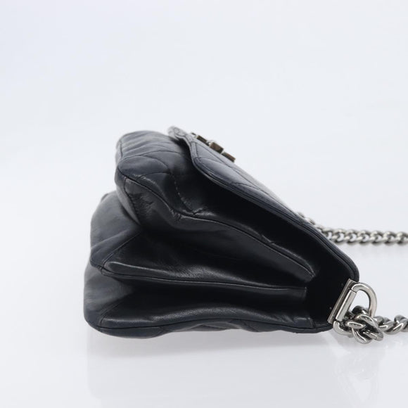 CHANEL Matelasse Chain Shoulder Bag Lamb Skin Black Silver CC Auth yk20835V