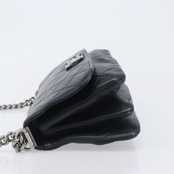 CHANEL Matelasse Chain Shoulder Bag Lamb Skin Black Silver CC Auth yk20835V