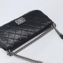 CHANEL Matelasse Chain Shoulder Bag Lamb Skin Black Silver CC Auth yk20835V-6