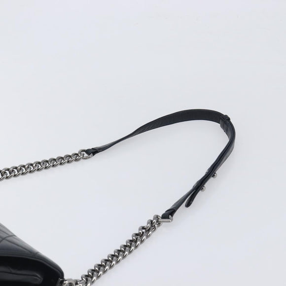 CHANEL Matelasse Chain Shoulder Bag Lamb Skin Black Silver CC Auth yk20835V