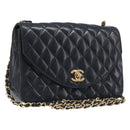 CHANEL Chain Matelasse Shoulder Bag Lamb Skin Black Gold CC Auth yk20836SAM-1
