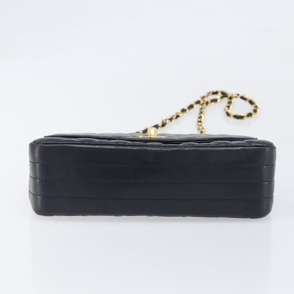 CHANEL Chain Matelasse Shoulder Bag Lamb Skin Black Gold CC Auth yk20836SAM