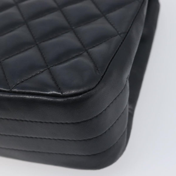CHANEL Chain Matelasse Shoulder Bag Lamb Skin Black Gold CC Auth yk20836SAM