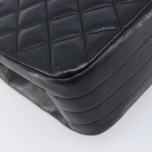 CHANEL Chain Matelasse Shoulder Bag Lamb Skin Black Gold CC Auth yk20836SAM
