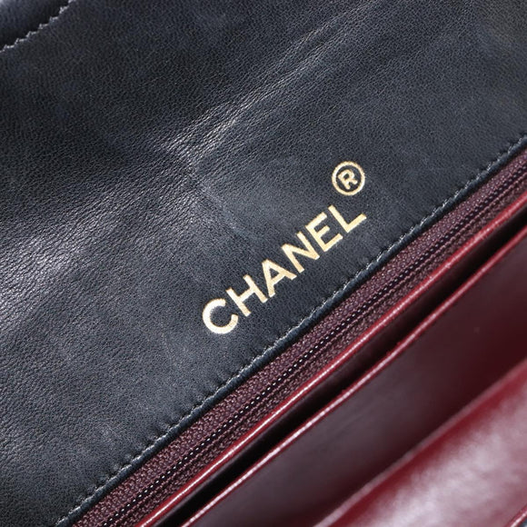 CHANEL Chain Matelasse Shoulder Bag Lamb Skin Black Gold CC Auth yk20836SAM