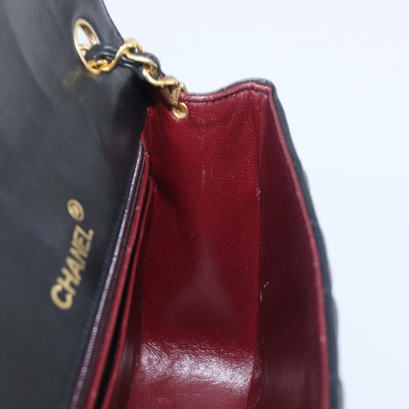 CHANEL Chain Matelasse Shoulder Bag Lamb Skin Black Gold CC Auth yk20836SAM