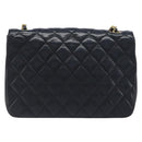 CHANEL Chain Matelasse Shoulder Bag Lamb Skin Black Gold CC Auth yk20836SAM-2