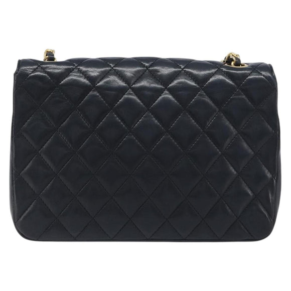 CHANEL Chain Matelasse Shoulder Bag Lamb Skin Black Gold CC Auth yk20836SAM