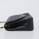 CHANEL Chain Matelasse Shoulder Bag Lamb Skin Black Gold CC Auth yk20836SAM-4