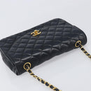 CHANEL Chain Matelasse Shoulder Bag Lamb Skin Black Gold CC Auth yk20836SAM-6