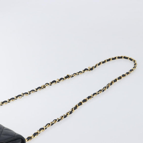 CHANEL Chain Matelasse Shoulder Bag Lamb Skin Black Gold CC Auth yk20836SAM