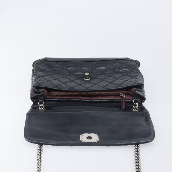 CHANEL Matelasse Chain Shoulder Bag Leather Black Silver CC Auth yk20837V