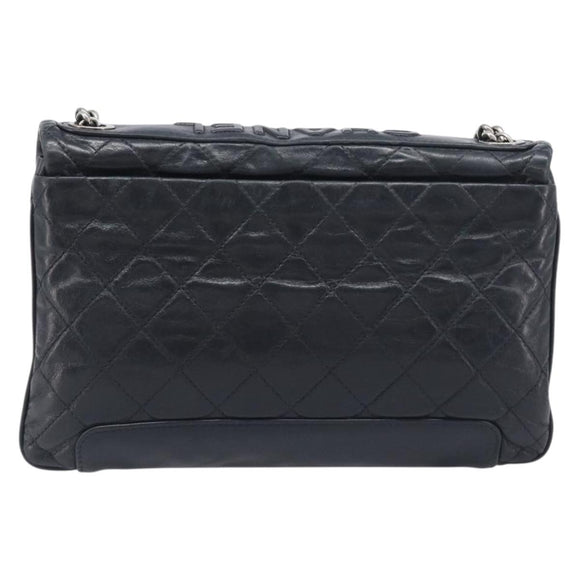 CHANEL Matelasse Chain Shoulder Bag Leather Black Silver CC Auth yk20837V