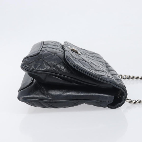 CHANEL Matelasse Chain Shoulder Bag Leather Black Silver CC Auth yk20837V