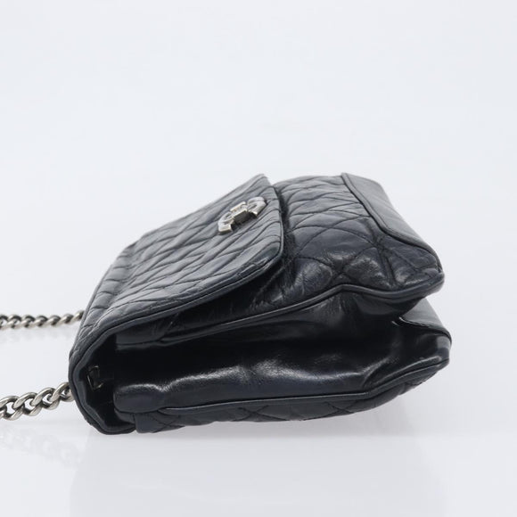 CHANEL Matelasse Chain Shoulder Bag Leather Black Silver CC Auth yk20837V