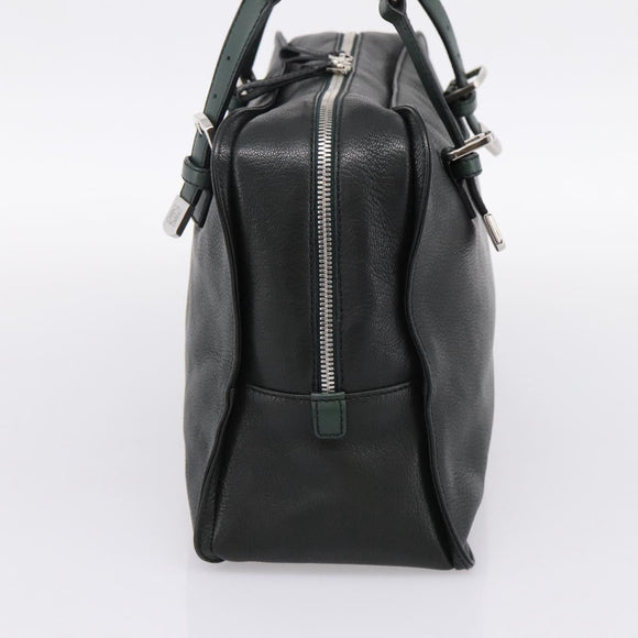LOEWE Hand Bag Leather Green Silver Auth yk20838V