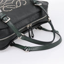LOEWE Hand Bag Leather Green Silver Auth yk20838V-7