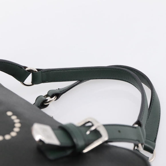 LOEWE Hand Bag Leather Green Silver Auth yk20838V