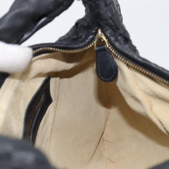 BOTTEGA VENETA INTRECCIATO Hobo Bag Leather Black 115653 Auth yk20840SAV