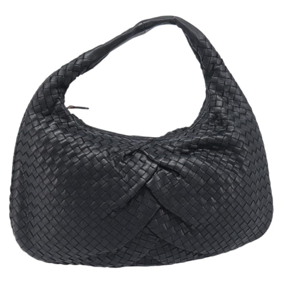 BOTTEGA VENETA INTRECCIATO Hobo Bag Leather Black 115653 Auth yk20840SAV