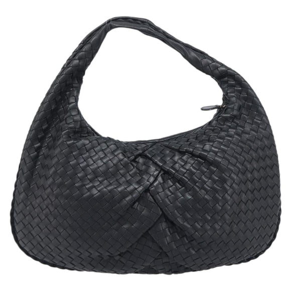 BOTTEGA VENETA INTRECCIATO Hobo Bag Leather Black 115653 Auth yk20840SAV