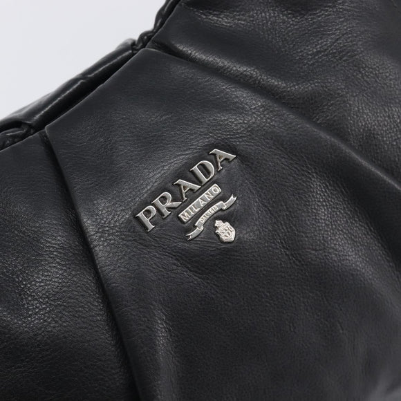 PRADA Shoulder Bag Leather Black Silver Auth yk20841SAV