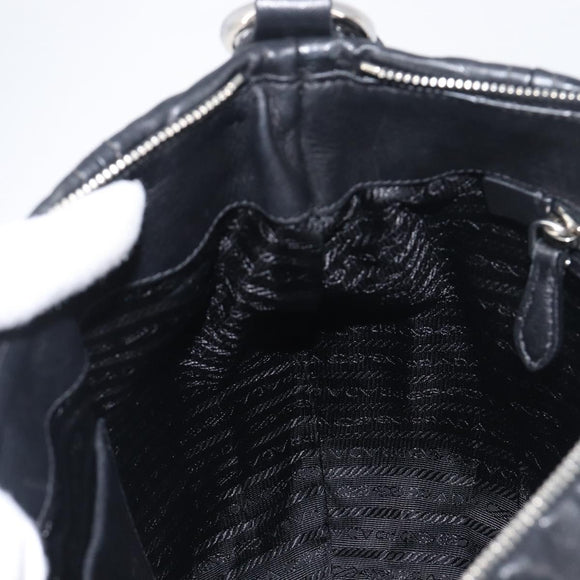PRADA Shoulder Bag Leather Black Silver Auth yk20841SAV