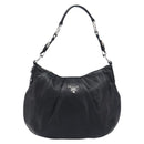 PRADA Shoulder Bag Leather Black Silver Auth yk20841SAV-13