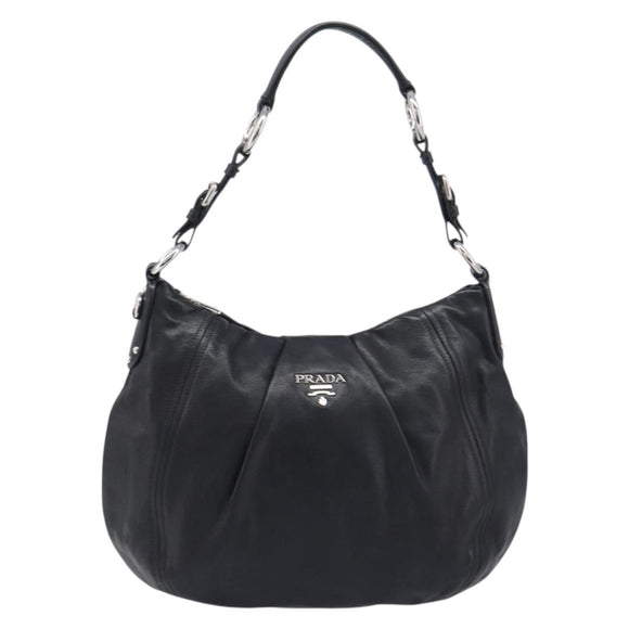 PRADA Shoulder Bag Leather Black Silver Auth yk20841SAV