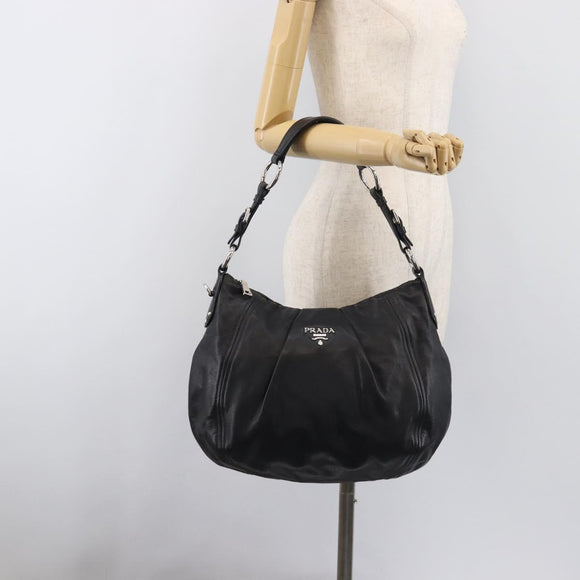PRADA Shoulder Bag Leather Black Silver Auth yk20841SAV