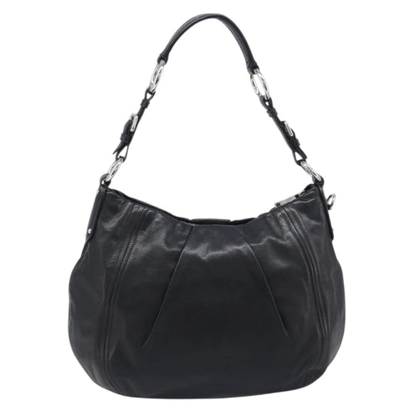 PRADA Shoulder Bag Leather Black Silver Auth yk20841SAV