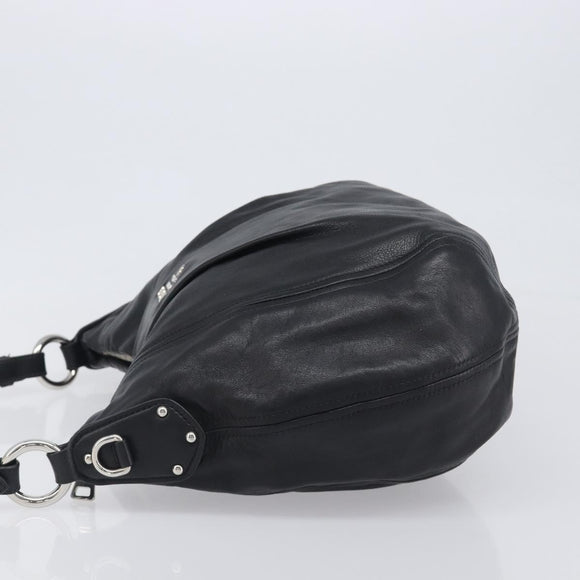 PRADA Shoulder Bag Leather Black Silver Auth yk20841SAV