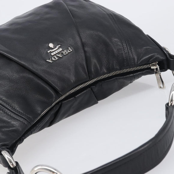 PRADA Shoulder Bag Leather Black Silver Auth yk20841SAV