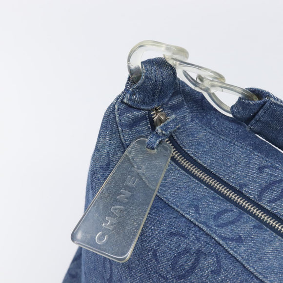 CHANEL COCO Mark Shoulder Bag Denim Blue Silver CC Auth yk20842V