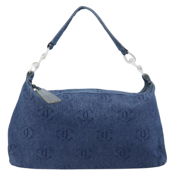 CHANEL COCO Mark Shoulder Bag Denim Blue Silver CC Auth yk20842V