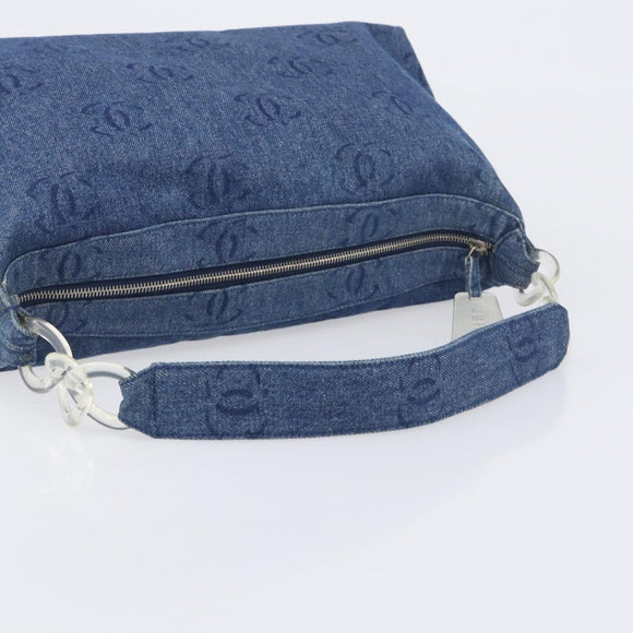 CHANEL COCO Mark Shoulder Bag Denim Blue Silver CC Auth yk20842V