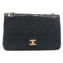CHANEL Matelasse Chain Hand Bag Lamb Skin Black Gold CC Auth yk20843V-13