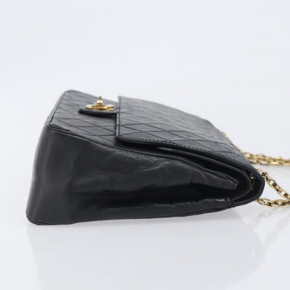 CHANEL Matelasse Chain Hand Bag Lamb Skin Black Gold CC Auth yk20843V