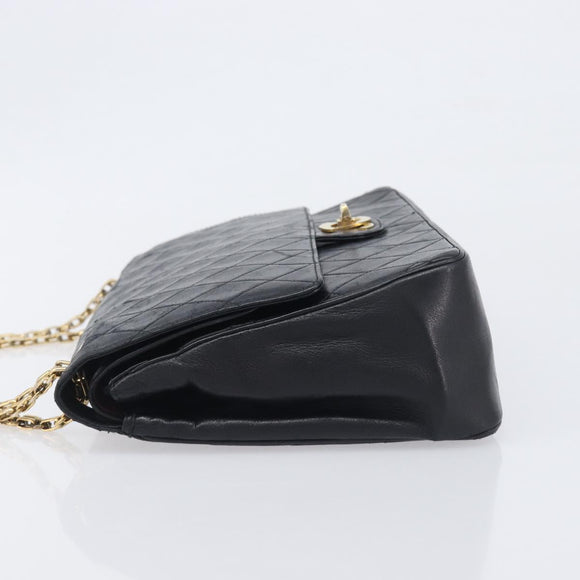 CHANEL Matelasse Chain Hand Bag Lamb Skin Black Gold CC Auth yk20843V