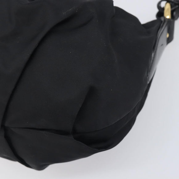 PRADA Shoulder Bag Nylon Black Gold Auth yk20847V