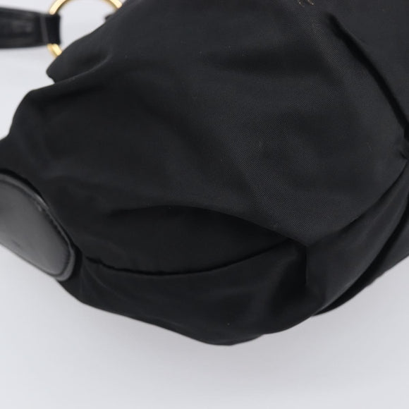 PRADA Shoulder Bag Nylon Black Gold Auth yk20847V