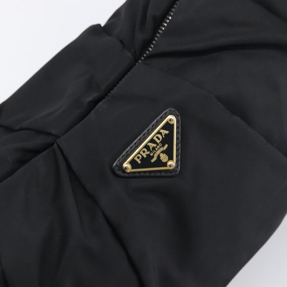 PRADA Shoulder Bag Nylon Black Gold Auth yk20847V